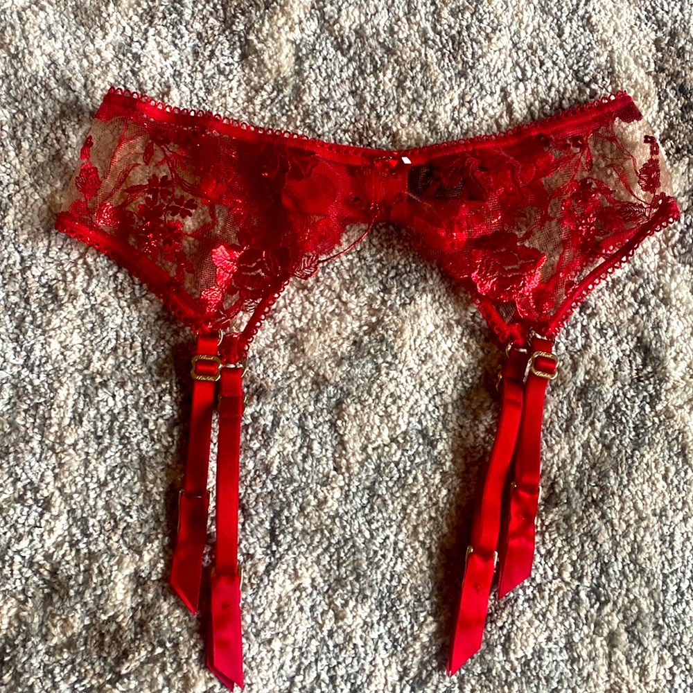 Honey Birdette Whitney Red Garter Belt